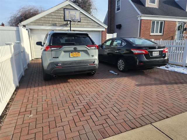 exterior space featuring a garage