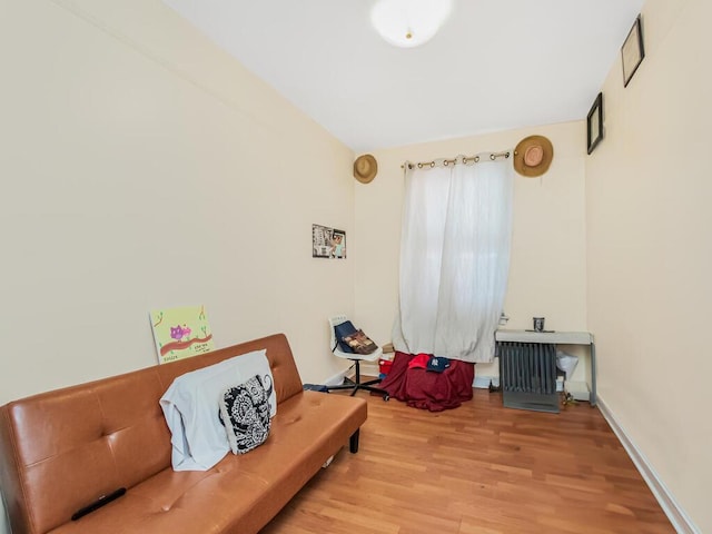 sitting room with light hardwood / wood-style flooring