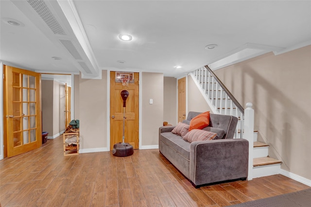 living room featuring light wood-type flooring