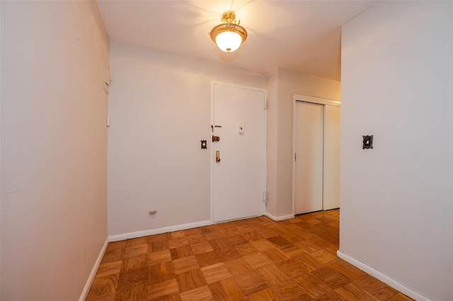 interior space featuring light parquet flooring