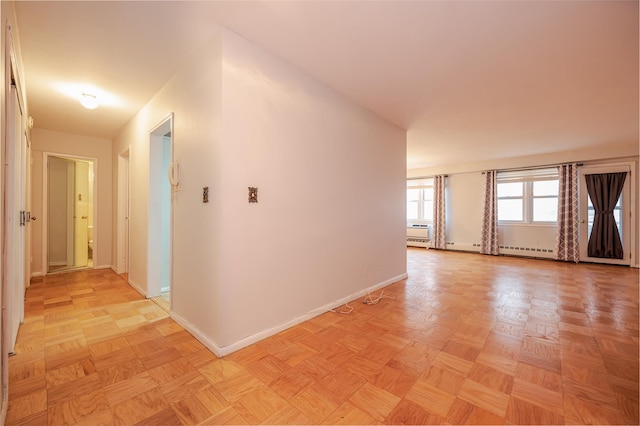 interior space with light parquet flooring