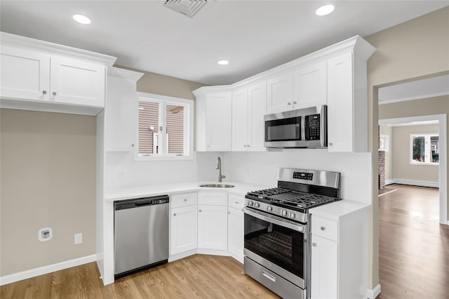 kitchen featuring sink, white cabinets, and stainless steel appliances