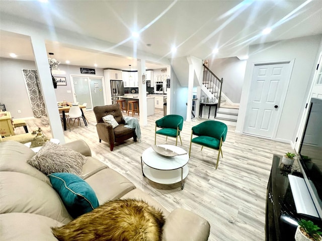 living room featuring light hardwood / wood-style flooring