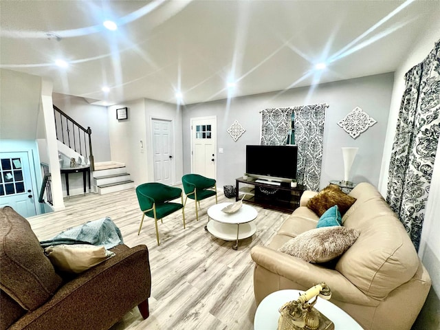 living room featuring wood-type flooring