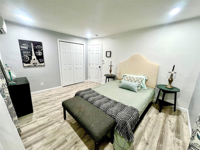 bedroom with light hardwood / wood-style flooring