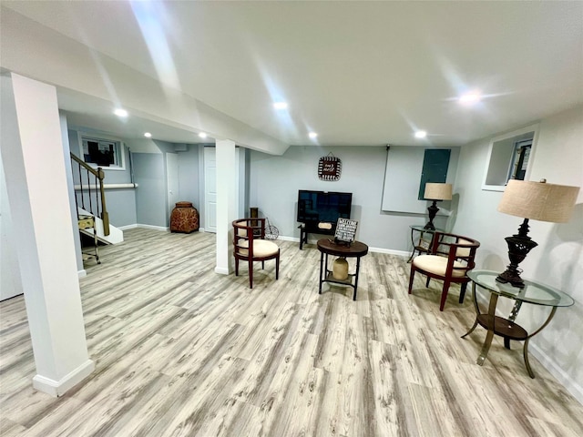 living area featuring light hardwood / wood-style floors