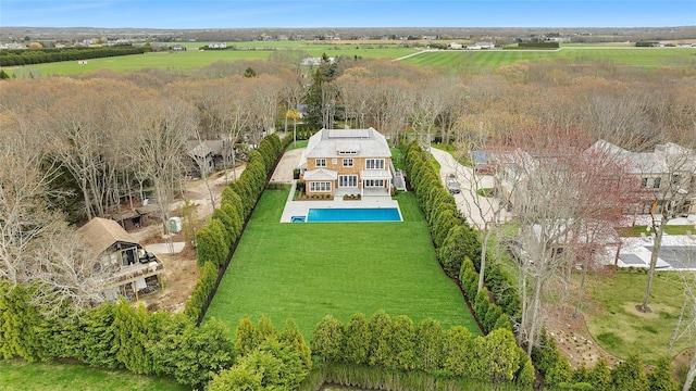 bird's eye view featuring a rural view