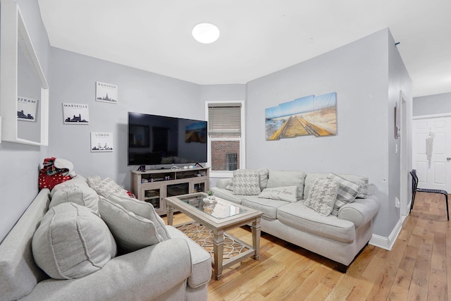 living room with hardwood / wood-style flooring