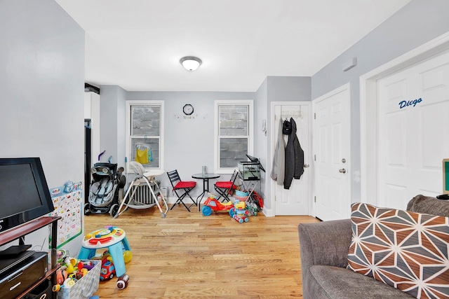 recreation room featuring wood-type flooring