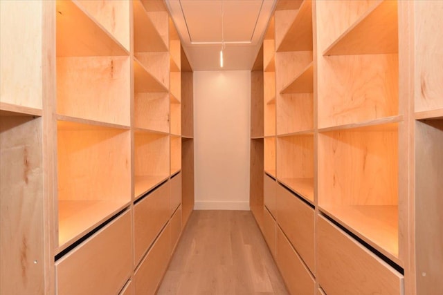 spacious closet with light hardwood / wood-style floors