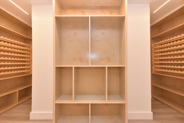 wine room with hardwood / wood-style flooring