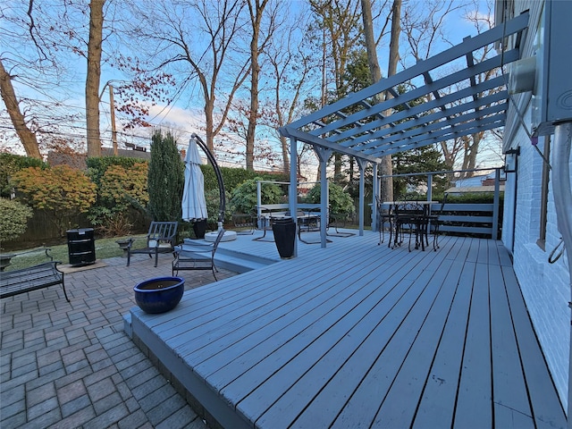 deck featuring a pergola