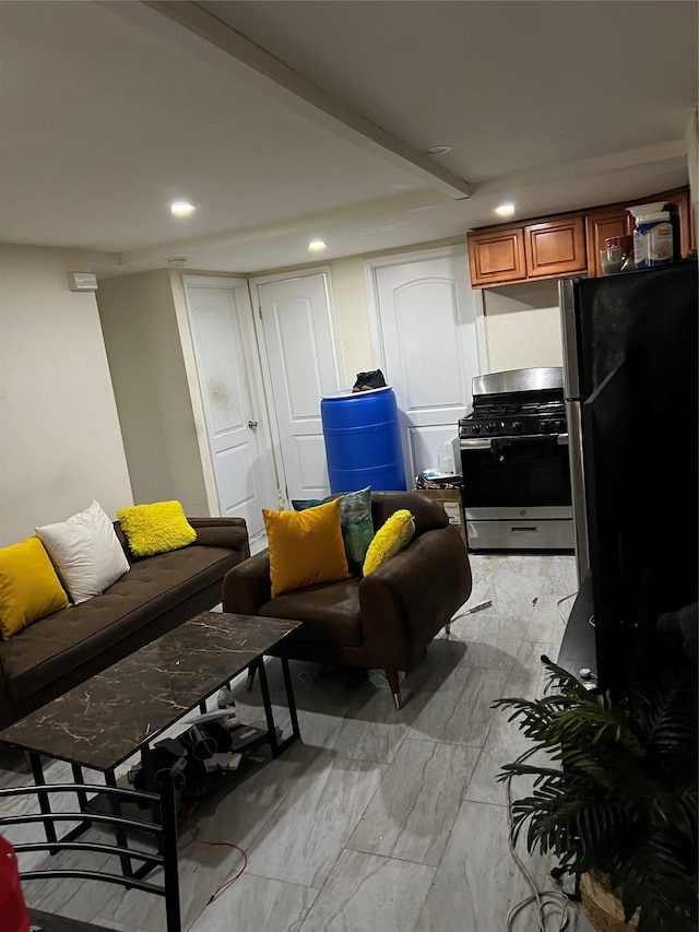 88 Taft Ave, Staten Island, NY 10301 - living area with light marble finish floors and recessed lighting