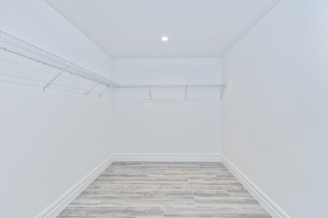 spacious closet featuring light hardwood / wood-style floors