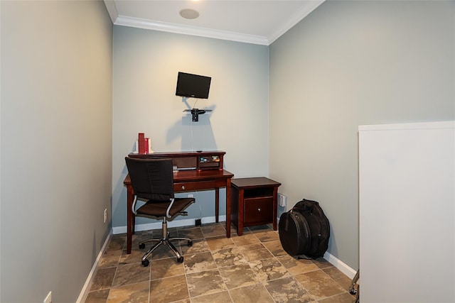 office area featuring ornamental molding