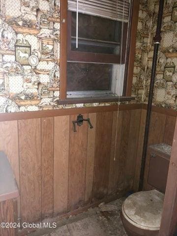 details featuring a wainscoted wall and wood walls
