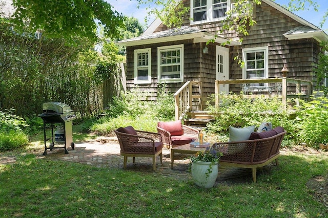 view of patio with a grill