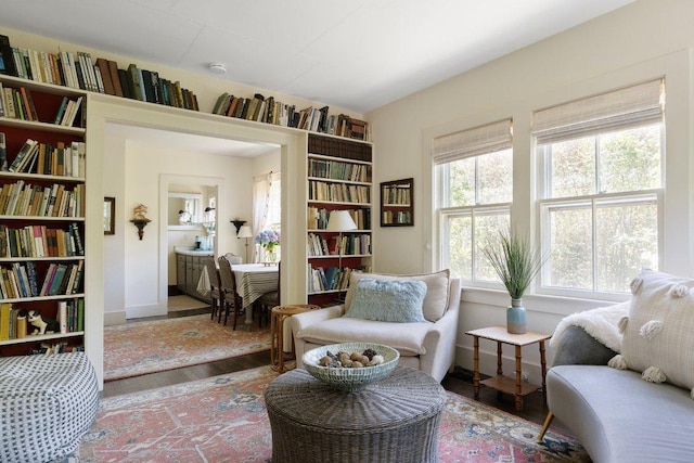 living area featuring hardwood / wood-style floors