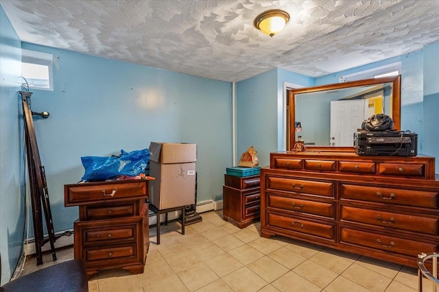 135-07 223rd St, Laurelton, NY 11413 - office space featuring a textured ceiling, light tile patterned flooring, and a baseboard heating unit