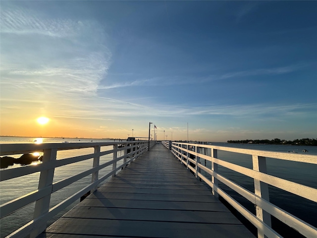 view of dock featuring a water view