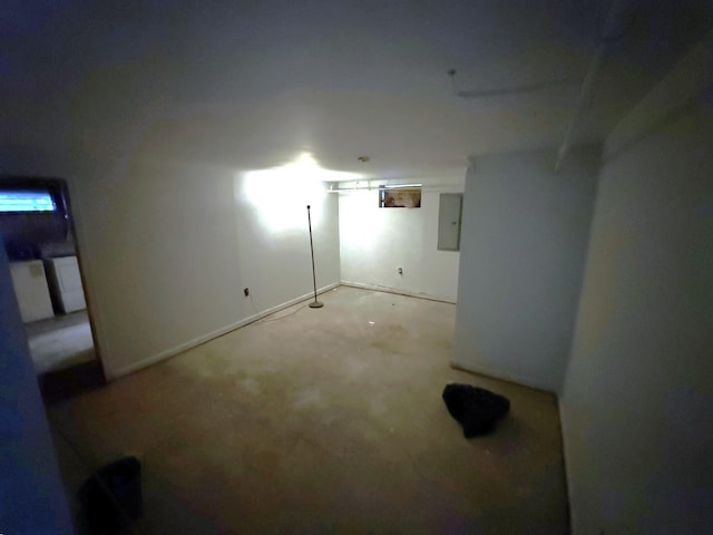 basement with electric panel