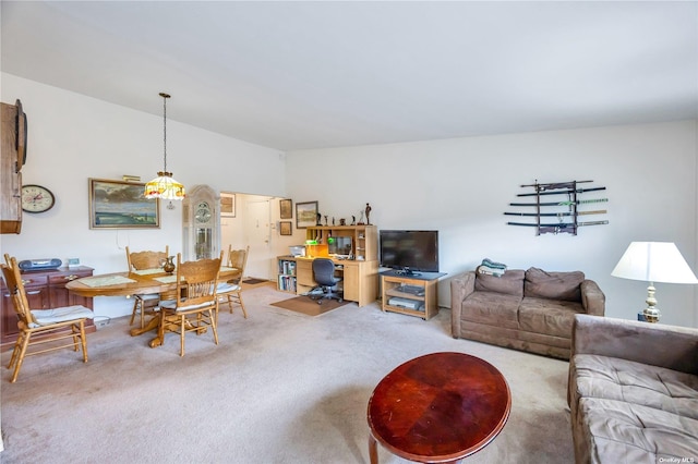 living room featuring carpet