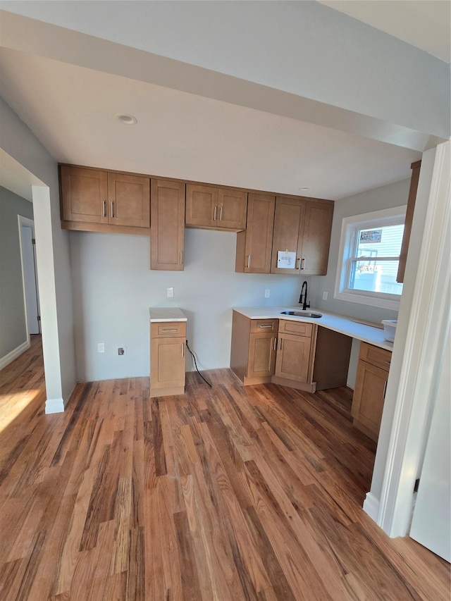 kitchen with hardwood / wood-style floors and sink