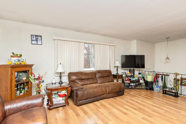 living room with hardwood / wood-style flooring