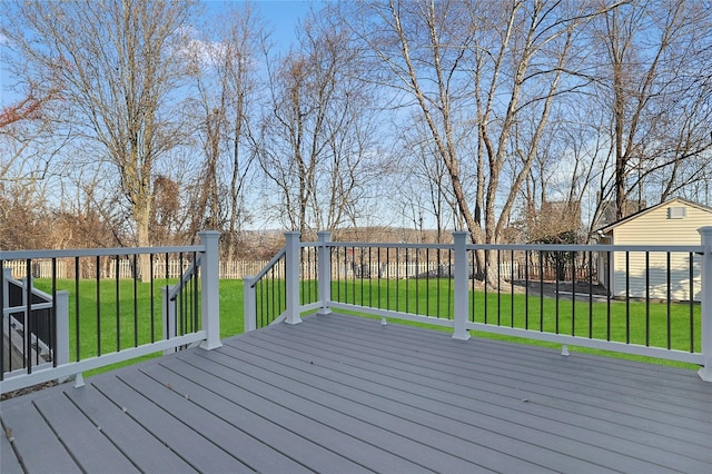 deck with a lawn