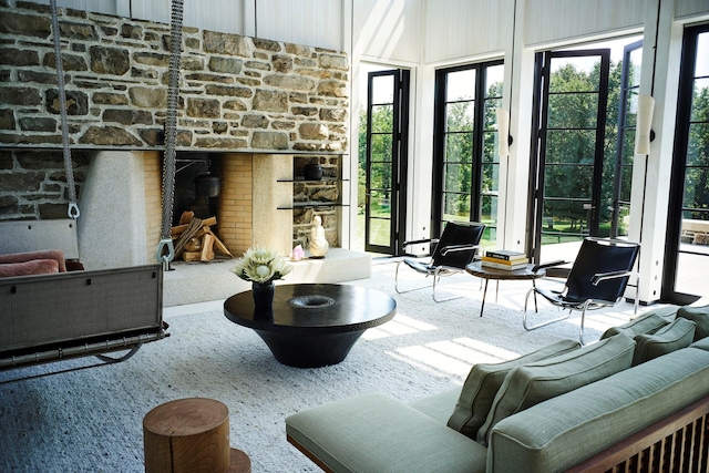 living room featuring french doors