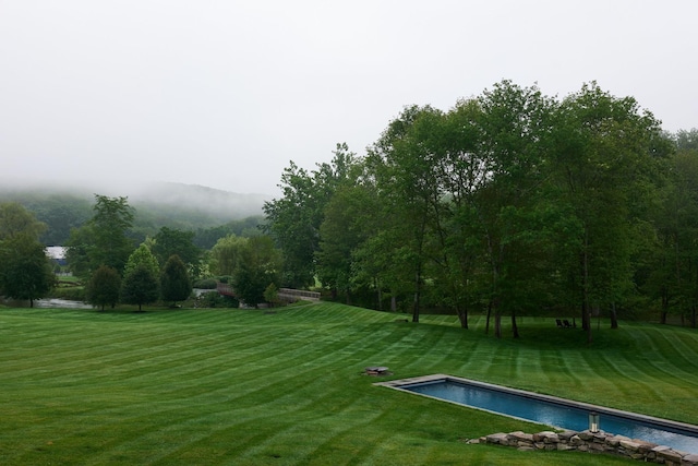 view of property's community featuring a lawn