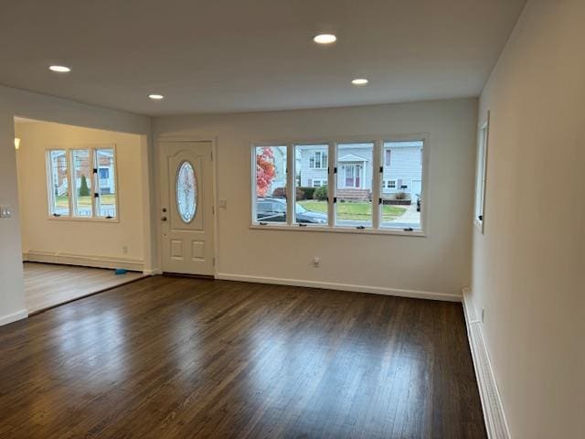 entryway featuring dark wood-type flooring and a wealth of natural light