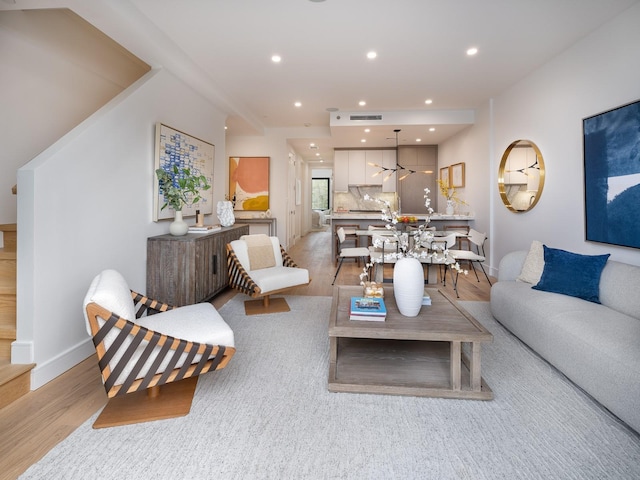 living room featuring light hardwood / wood-style flooring