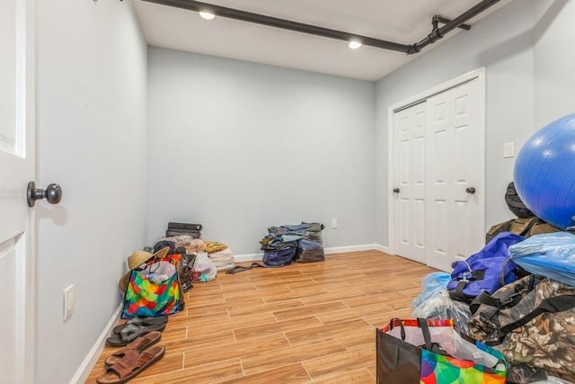 playroom with light wood-type flooring