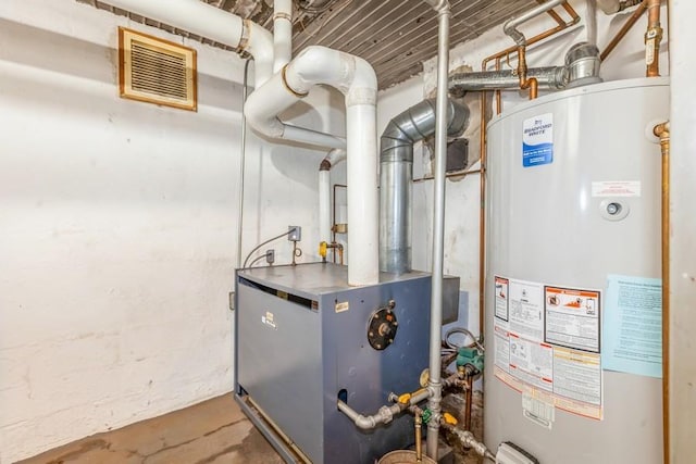 utility room with gas water heater