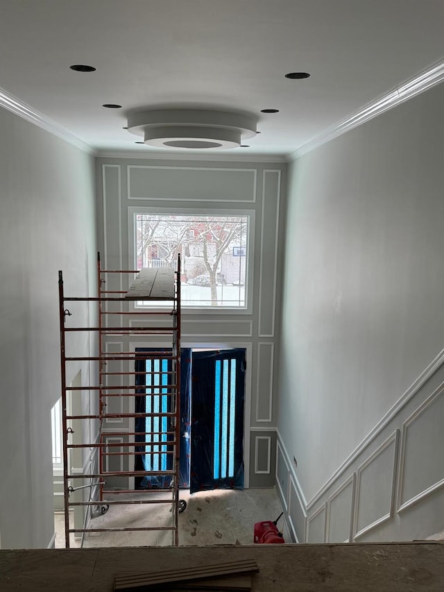 interior space with ornamental molding