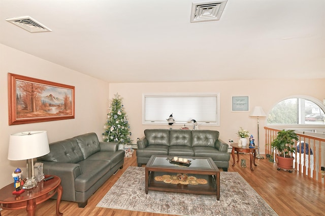 living room featuring light hardwood / wood-style flooring