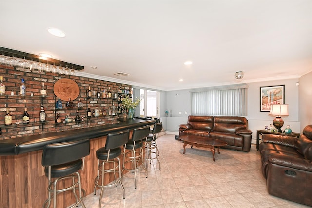 bar featuring ornamental molding