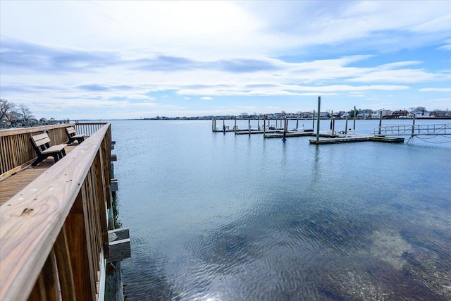 view of dock featuring a water view