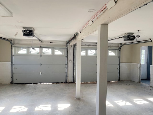 garage with a garage door opener