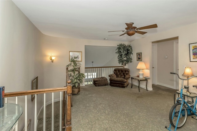 living room featuring ceiling fan