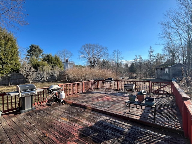 deck featuring grilling area