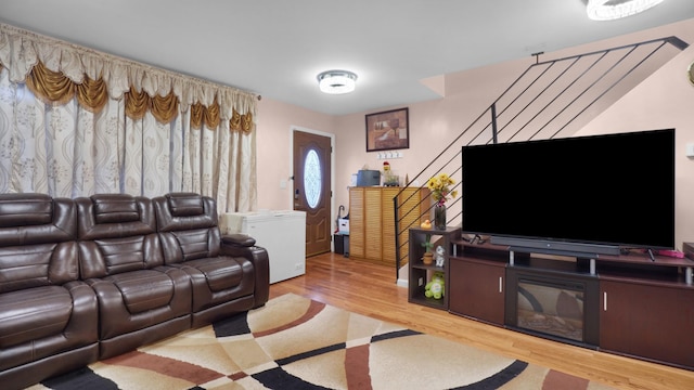 living room featuring light hardwood / wood-style floors