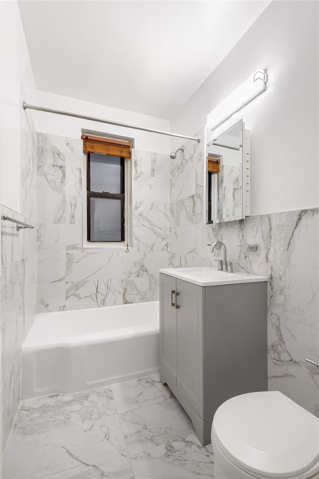 385 Argyle Rd Unit 2K, Brooklyn, NY 11218 - full bathroom with vanity, tub / shower combination, and marble finish floors