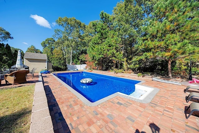 view of pool featuring a patio