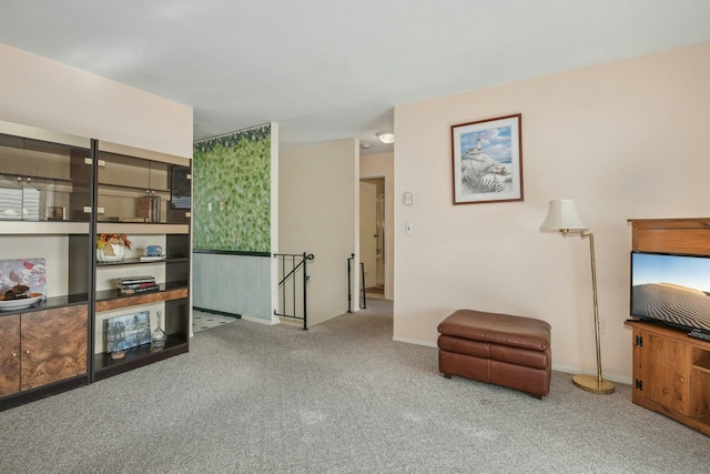 sitting room featuring carpet floors