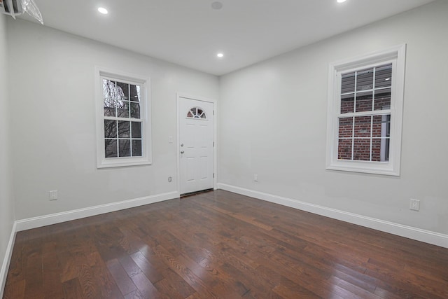 foyer entrance featuring dark wood-type flooring