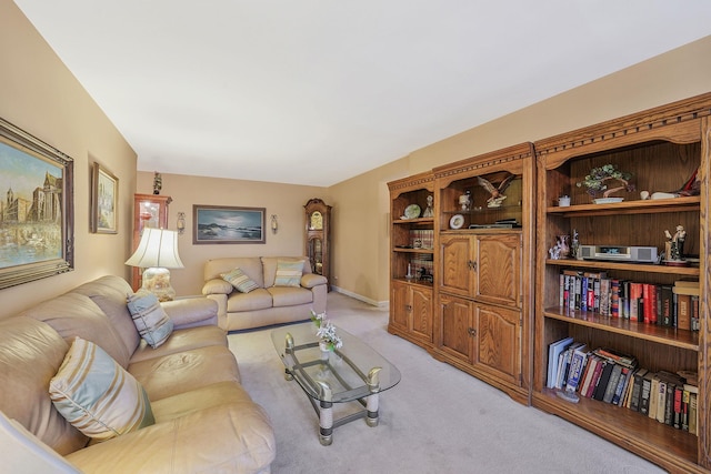 living room with light carpet