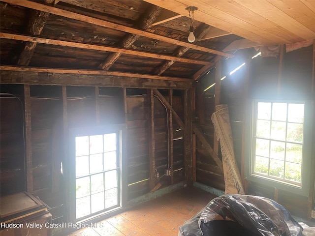 view of unfinished attic