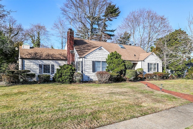 view of front of home with a front lawn